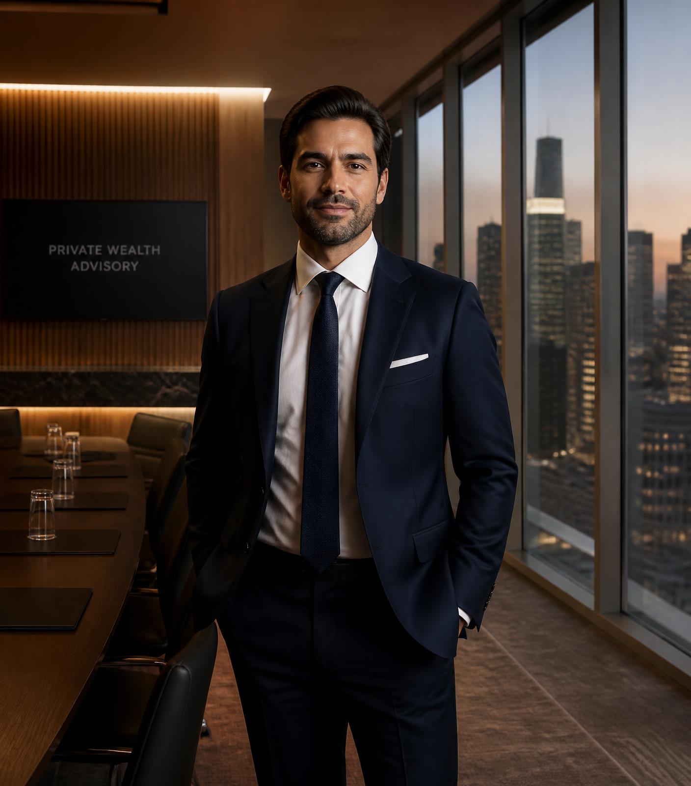 Empresário em ambiente executivo nos Estados Unidos